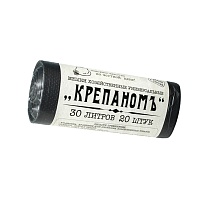 Мешки для мусора 30 л, черные, в рулоне 20 шт., ПНД, 7 мкм, 560х440 мм, Крепаномъ, 4607075710580 в Аксае
