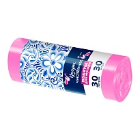 Мешки для мусора 30 л, розовые, в рулоне 30 шт., ПНД, 8 мкм, 560х480 мм, Узоры Чистоты, МУ3605 (ММЭ-30роз) в Аксае