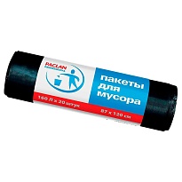 Мешки для мусора 160 л, черные, в рулоне 20 шт., ПВД, 30 мкм, 1200х870 мм, PACLAN Professional, 604082 в Аксае