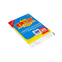 Мешки для мусора 20 л, с ручками, черные, в пачке 20 шт., ПНД, 10 мкм, 550х440 мм, Крепак, 4607075710085 в Аксае