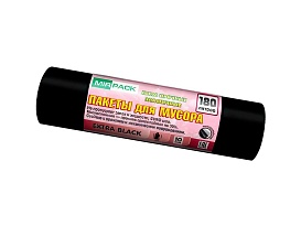 Мешки для мусора 180 л, ароматизированные, черные, в рулоне 10 шт., ПВД, 50 мкм, 1100х930 мм, EXTRA black, 18008301 в Аксае