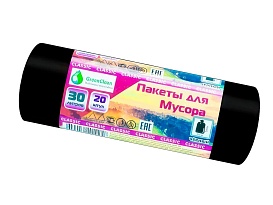Мешки для мусора 30 л, черные, в рулоне 20 шт., ПНД, 7 мкм, 600х500 мм, MIRPACK Classik, 302040 в Аксае