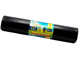 Мешки для мусора 200 л, ароматизированные, черные, в рулоне 10 шт., ПВД, 100 мкм, 1200х800 мм, Добрыня, Dob20010black в Аксае