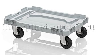 Тележка пластиковая сплошная без тормозов усиленная серая в Аксае