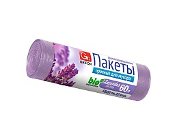 Мешки для мусора 60 л, ароматизированные, Лаванда, сиреневые, в рулоне 20 шт., ПНД, 9 мкм, 650х550 мм, GRIFON Aroma, 101-023 La в Аксае