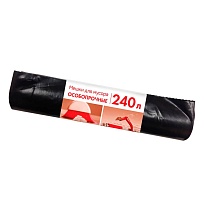 Мешки для мусора 240 л, черные, в рулоне 10 шт., ПВД 100 мкм, 1350х900 мм, Концепция Быта, 603887 в Аксае