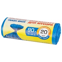 Мешки для мусора 90 л, синие, в рулоне 20 шт., ПНД, 14 мкм, 900х700 мм, LAIMA ULTRA, 607693 в Аксае