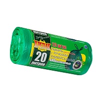 Мешки для мусора 20 л, биоразлагаемые, с ручками, черные, в рулоне 30 шт., ПНД, 10 мкм, 550х440 мм, Крепак, 4607075710047 в Аксае