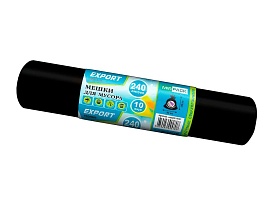 Мешки для мусора 240 л, черные, в рулоне 10 шт., ПВД 80 мкм, 1300х930 мм, EXPORT, exp 24010167 в Аксае