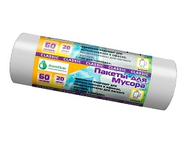 Мешки для мусора 60 л, белые, в рулоне 20 шт., ПНД, 7 мкм, 700х600 мм, MIRPACK Classik, 602052 в Аксае