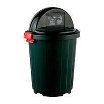 Мусорный бак с крышкой - клавишей на колесах 105 л темно-зеленый 105 темно-зеленый в Аксае