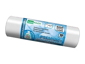 Мешки для мусора 300 л, белые, в рулоне 10 шт., ПВД 70 мкм, 1400х1000 мм, PREMIUM+, 300101602 в Аксае