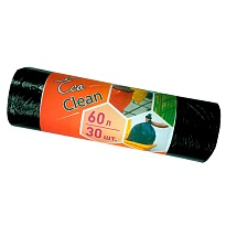 Мешки для мусора 60 л, черные, в рулоне 30 шт., ПНД, 6 мкм, 640х580 мм, Концепция Быта EcoClean, 603890 в Аксае