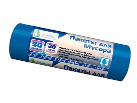 Мешки для мусора 30 л, синие, в рулоне 20 шт., ПНД, 7 мкм, 600х500 мм, MIRPACK Classik, 302041 в Аксае