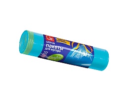 Мешки для мусора 50 л, с завязками, голубые, в рулоне 15 шт., ПНД, 14 мкм, 700х600 мм, GRIFON, 101-063 в Аксае