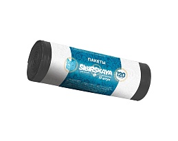 Мешки для мусора 120 л, черные, в рулоне 10 шт., ПНД, 14 мкм, 1100х700 мм, SIBIRSKAYA, 101-008 S в Аксае