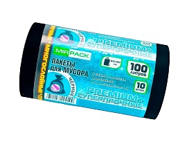 Мешки для мусора 100 л, черные, в рулоне 10 шт., ПВД, 70 мкм, 1000х600 мм, PREMIUM+, 1001076 в Аксае