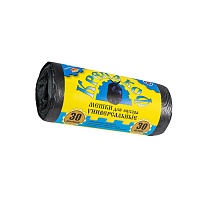 Мешки для мусора 30 л, с ушками, черные, в рулоне 30 шт., ПНД, 8 мкм, 580х460 мм, Крепакоф, 4607075710238 в Аксае