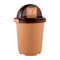 Мусорный бак с крышкой - клавишей на колесах 105 л бежевый 105 бежевый в Аксае