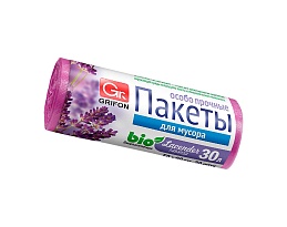 Мешки для мусора 30 л, ароматизированные, Лаванда, сиреневые, в рулоне 20 шт., ПНД, 9 мкм, 560х530 мм, GRIFON Aroma, 101-020 La в Аксае