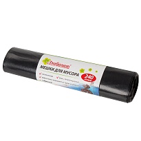 Мешки для мусора 240 л, черные, в рулоне 5 шт., ПВД 30 мкм, 1300х900 мм, Любаша, 605338 в Аксае