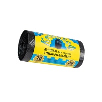 Мешки для мусора 20 л, с ушками, черные, в рулоне 30 шт., ПНД, 10 мкм, 550х440 мм, Крепакоф, 4607075710221 в Аксае