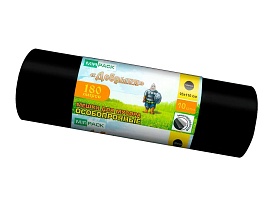 Мешки для мусора 180 л, ароматизированные, черные, в рулоне 10 шт., ПВД, 100 мкм, 1100х930 мм, Добрыня, Dob18010black в Аксае