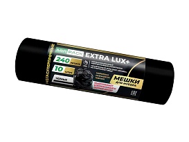 Мешки для мусора 240 л, черные, в рулоне 10 шт., ПВД 60 мкм, 1300х930 мм, EXTRA LUX+, 24010115 в Аксае