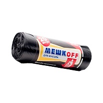 Мешки для мусора 60 л, черные, в рулоне 20 шт., ПНД, 9 мкм, 700х600 мм, МЕШКОFF, 4045 в Аксае